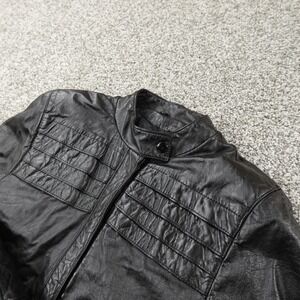 VTG Split End Jacket Womens 8 Black Leather Full Zip Motorcycle Biker Moto Cafe